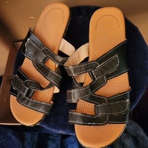 Black Leather Women's Sandals